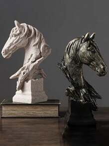 1 Stück Harz Pferdekopf Skulptur, kreative vintage Tier Themen dekorative Statue, geeignet für Heim Büro Dekoration, Wohnzimmer, Bar, Eingang, Harz Ornament, Handwerk, Büro, Garten und Geschenk, Geschenk für Pferdeliebhaber