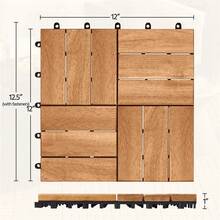 Costoffs 10/27PCS Waterproof Acacia Wood Interlocking Deck Tiles Wood Plastic Interlocking Flooring Tiles For Outdoor & Indoor/ Patio/ Garden, Wood - 木質格子圖案-10件 - 查看 8