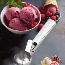 1pc Premium Ice Cream Scoop With Trigger Ice Cream Scooper Stainless Steel, Heavy Duty Metal Icecream Scoop Spoon Dishwasher Safe, Perfect For Frozen Yogurt, Gelatos, Sundaes ,Stainless Steel Ice Cream Scoop, Perfect For Frozen Yogurt, Multi-Functional Ice Cream Scoop