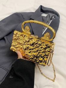 Modische, einfache, hochwertige, leichte Acryl Handtasche, nischendesign mit personalisierter Löwenkopf Dekoration, sehr attraktiv, multifunktional, tägliche Umhängetasche für Damen, geeignet für Dates, Arbeit, Pendeln und Einkaufen.