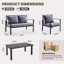 4 Person Outdoor Conversation Sofa Chair Set - Grey - View 5