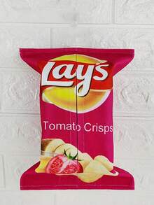 1个创意薯片造型纸巾盒，节省空间的方形纸巾盒，立方体纸巾盒，创新薯片袋设计，汽车沙发纸巾盒收纳盒，适用于客厅、餐厅、卧室 - 彩色 - 查看 16