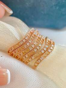 1pc S925 Sterling Silver Asymmetrical Elegant Lace Hollow Zirconia Ring, Versatile Ins-Style Design For Women Daily Wear, Wedding Jewelry, Holiday Party Gift