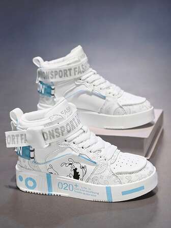 Teenagers' Outdoor High-Top Fashionable Casual Shoes, Comfortable Sports Shoes, Running Shoes, Skate Shoes