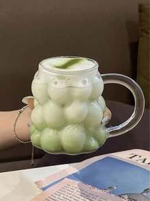 1pc Grape Glass Mug, Creative Ins Style Coffee Cup, Heat Resistant High Boron Glass Milk & Latte Cup, Water & Juice Cup With Handle