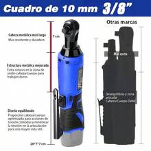 Seokiwi Llave De Impacto Inalámbrico Pistola De Impacto 3/8 - Azul - Ver 4