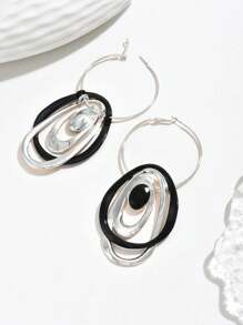 1 Pair Creative Metal Splicing Punk Exaggerated Hoop Earrings, For Everyday Wear