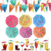 100/70/50/24pcs Cocktail Decoration Sticks, Art Umbrella Shaped Decoration Picks For Fruit, Cake, Milk Tea, Coffee Beverages, Suitable For Birthday, Wedding, Outdoor Party, Bar & Restaurant