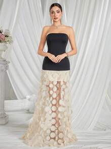 Sheath Lace Sheer Embroidered Long Prom Dresses Dresses, Party Dress, For Cocktail