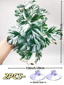 Reptile Plants For Terrariums, Amphibian Habitat Decorations, Artificial Hanging Plants With Suction Cups, Artificial Plants For Gecko Color-Changing Dragon Snake Turtle Tank Accessories