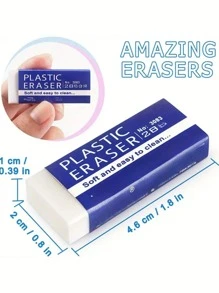 [Forniture scolastiche e per ufficio senza sforzo] Gomme morbide e senza sforzo in PVC: ideali per le forniture scolastiche e per ufficio - Grandi gomme bianche 2B per uso artistico, scolastico e per ufficio Back to School