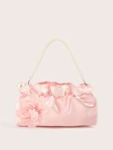 1 件珍珠手拿包，褶皱云形手提包，可装手机、钥匙、硬币，非常适合小女士，花卉珍珠钱包 - 手提包 - 查看 10