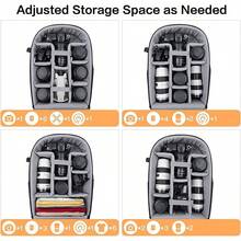 Camera Backpack DSLR SLR Mirrorl Camera Bag Waterproof Symmetric Geometric Hard Shell With Tod Holder 1516 Inch Laptop Compartment Compatible With Canon Nikon  Black - Black - View 2