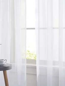 1 Stück einfarbiger, leichter Vorhang, moderner, minimalistischer, durchsichtiger Polyestervorhang für Schlafzimmer, Wohnzimmer, Balkon Dekoration - Verschiedenfarbig - Übersicht 7