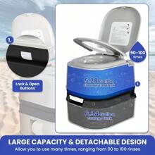Inodoro portátil de 24 L / 6,4 galones para caravana, con papel higiénico, ideal para viajes de camping