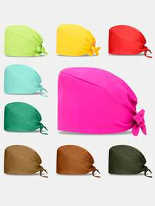 1pc Solid Color Polyester Protective Cap, Adjustable For Men & Women, Suitable For Beauticians, Dental Nurses, All Seasons - Multicolor - View 4