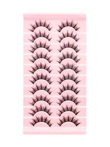 10 pares/caja de pestañas postizas ultra-naturales y dramáticas, pestañas falsas en forma de espiga para cosplay de demonios y manga, adecuadas para principiantes y maquillaje diario, ideales para convenciones de anime