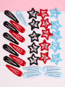 10pcs/Set Women Girls Red/Black/Blue Colored Metal Star Hairpins For Daily Use, Cute Star Hair Accessories Set Street Hair Clips Claw Clips Hair Slide Hair Barrettes