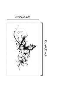 1Pc Butterfly Temporary Tattoos Waterproof Sweatproof Last For 1-2 Weeks Realistic Herbal Juice Anti-Friction Non-Reflective Faux Black Fake Tattoos For Woman And Men Tattoo Stickers For Arm, Chest, Leg, Abdomen, Waist Modernist Body Art - Black - View 5