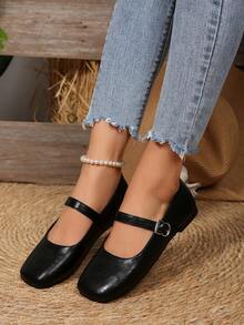 方头TPR软底加大码休闲百搭平底鞋 - 黑色 - 查看 7