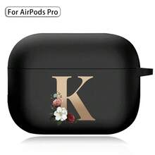字母耳机盒 兼容 (第 1 / 2 / 3/4 代) / Pro /Pro 2 印花金色字母软硅胶无线蓝牙耳机充电盒保护套