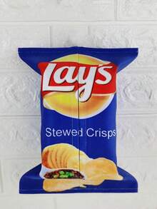 1个创意薯片造型纸巾盒，节省空间的方形纸巾盒，立方体纸巾盒，创新薯片袋设计，汽车沙发纸巾盒收纳盒，适用于客厅、餐厅、卧室 - 彩色 - 查看 9