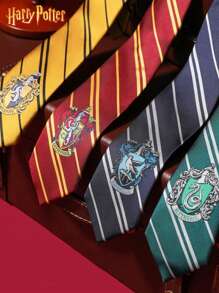 Harry Potter Corbata de 1/4 piezas con licencia oficial de Harry Potter, estilo de la escuela Hogwarts Gryffindor, Slytherin, Ravenclaw, Hufflepuff, con nudo manual, insignia a rayas, moda de punto, accesorios de la película, estilo universitario británico, decoraciones de escritorio, regalo de cumpleaños, Navidad, Halloween para fanáticos de Harry y amigos y familiares