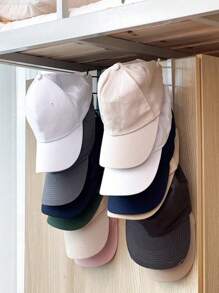 1pc Wall-Mounted Hat Holder Rack With 6 Hooks, Iron Storage Organizer - Portable Over-The-Door Hanger, Suitable For Baseball Caps, Golf Caps Etc. - Multi-Purpose Wardrobe Cabinet Storage Box, Fits All Types And Sizes Of Hats, Great For Closets And Dorm Rooms, Hat Rack Organizer