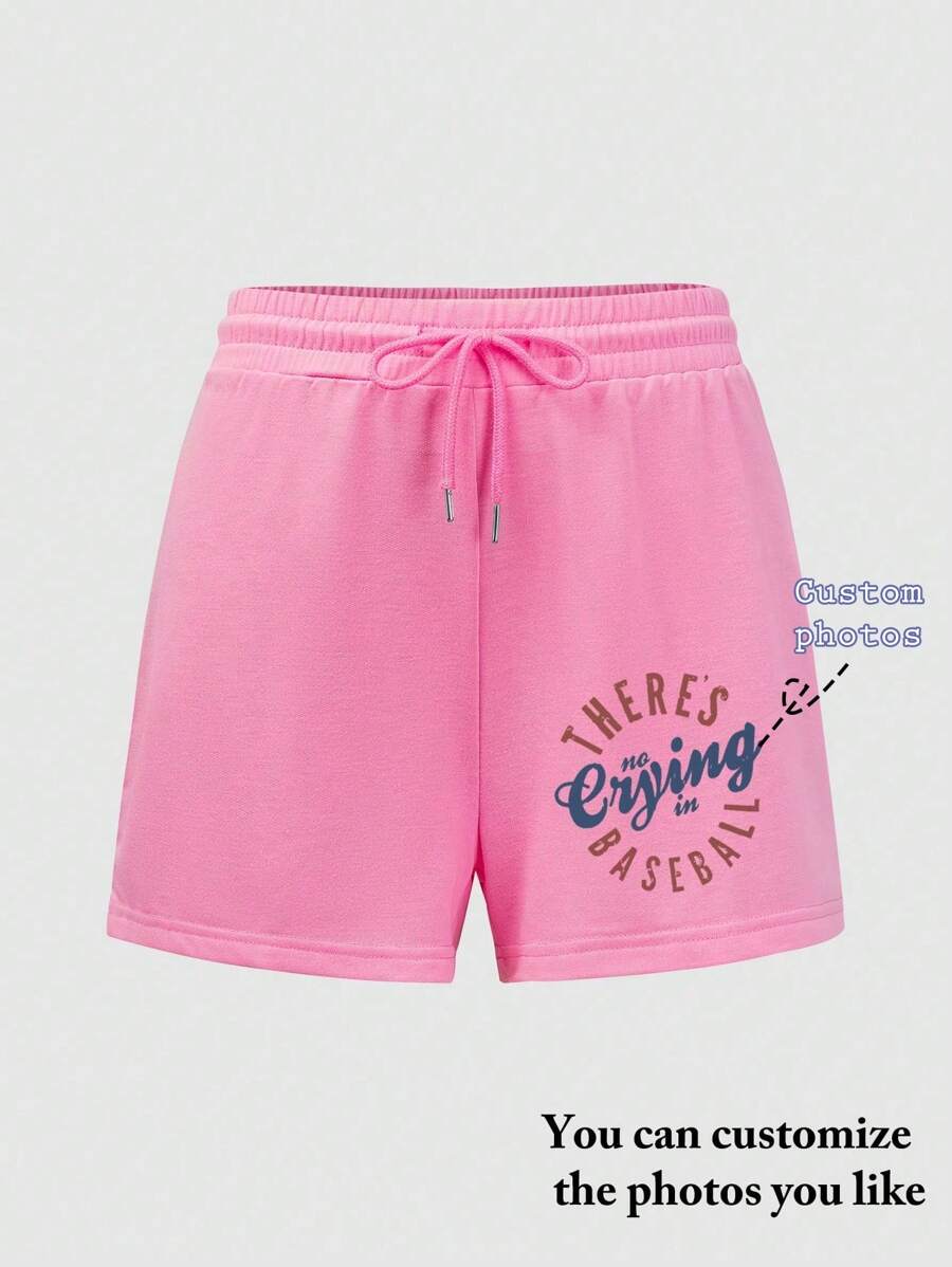 Customized Women's Sports Shorts - Add Your Text And Photos (M Famous Quotes/Funny Sentences/Landscapes/Badges/Couple Photos/Family Photos/Selfies/Pets), You Can Choose The Font And Color, Suitable For Summer Travel, Girlfriend Gifts, Women's Sports Shorts