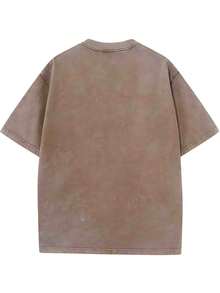 Summer T-Shirt, Y2K Style, 230G Washed T-Shirt, "First Sunday", Pattern Printed T-Shirt, Wax Printed Cotton Thickness, Outdoor Activity, Great Gift Item - Màu Khaki - Xem 2