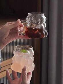 1pc Grape Glass Mug, Creative Ins Style Coffee Cup, Heat Resistant High Boron Glass Milk & Latte Cup, Water & Juice Cup With Handle
