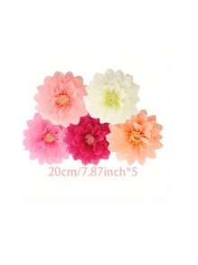 5 pièces/Set Kit de décoration de fleurs en papier colorées de carnaval, fleurs en papier multicolores pour créations géantes en papier. Convient pour mariage, anniversaire, baby shower, fête, Nouvel An, décoration de fenêtre, toile de fond intérieure/extérieure, décoration murale de photomaton, centres de table de mariage