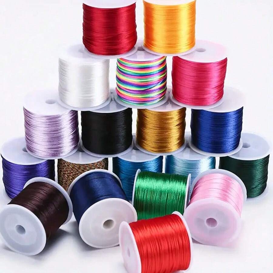 50m/1,5mm Cordón decorativo de nylon satinado - para joyería con trenzas, hacer collares y pulseras DIY, decorativo - cuerda suave, duradera y versátil