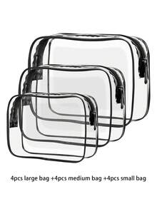 4/3/2/1件装 S/M/L 时尚简约男女通用洗漱包，防水透明化妆包，容量1夸脱，适合旅行携带，男女皆宜，可携带登机，可作为礼物赠送。用途广泛，包括：包袋、房间装饰、化妆包、旅行、化妆包、旅行必备品、收纳整理、化妆品收纳、化妆包、洗漱包、桌面收纳、化妆包、旅行、化妆袋、化妆包、旅行必备品、化妆包、旅行必备品、小化妆包、化妆袋、化妆品包、旅行必备品、大容量、大化妆包、圣诞礼物、化妆包、旅行、女士旅行必备礼物、化妆包、手拿包/小手提包、化妆品收纳、化妆包、化妆刷收纳袋、迷你化妆包、大容量化妆包、女士礼物、圣诞礼物、礼物女士收纳包、化妆包、旅行必备 - 黑色 - 查看 10