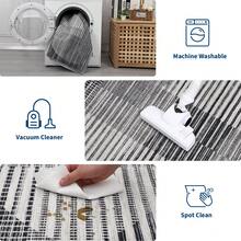 Modern Geometric Rug Soft Non Slip Thin Area Rug Large Size Washable Area Rug With Non Slip Backing For Bedroom Office Laundry Room Office Restaurant - 黑色 - 查看 9