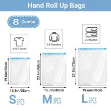 20 Pack Combo WaterProof Travel Storage Bag Hand Roll Space Saver Vacuum Seal Bags Vacuum Storage Bag For Clothes Travel Packing Organizer