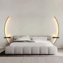 2 Packs Modern LED Wall Lamp Minimalist Stripe Wall Sconce Black Gold Decorative For Bedroom Bedside Study Home Indoor Lighting Lusters - Black - View 1