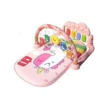 Baby Kick Klavier Fitness Puppe, 0-36 Monate Neugeborenes Kleinkind Bildungszentrum Musik Matte, Multi-sensorische Entwicklung Arm, Bein & Tastspiel Pad, Cartoon Charakterdesign Geschenk (Aufhängeringe Farbe zufällig, benötigt 3 AAA Batterien)