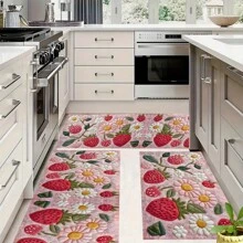 1pc, Home Decor, Fluffy Strawberry Abstract Pattern Printed, Anti-Slip Diatomite Kitchen Mat, Rug, Floor Mat, 3D Printed Rectangle, Suitable For Living Room, Bedroom, Hallway, Bathroom, Laundry Room - Polyester Carpet, Indoor/Outdoor Decoration