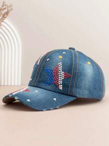 1 Stück Damen Mode Baseball Kappe mit Schmetterling Strass, vielseitig einsetzbarer Outdoor Lässig Sonnenhut mit farbigen Strass-Akzenten