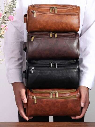 1 件防水皮革男士梳洗包、悬挂式防水化妆包、大容量防水收纳包、悬挂式旅行梳洗包、防水洗漱用品收纳包、梳洗旅行收纳包、化妆品收纳包、便携式梳洗包、时尚旅行整理包、适合旅行、美容和个人护理收纳、沐浴包、剃须包、旅行必需品