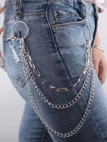 New Arrival Hot Selling Unique U-Shape Versatile Body Chain, Minimalist Multi-Layer Chain Belt - Silver - View 2