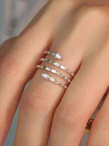 1pc 925 Sterling Silver Spring Design Cubic Zirconia Ring, Elegant Versatile Accessory For Women, Suitable For Daily Wear, Weddings, Gifts, Parties