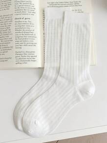 1 Pair Women's Solid Color Mesh Socks, Fashion Thin Breathable Versatile Candy Color Over-The-Knee Socks
