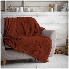 VELVETIO Hug & Snug Throw Blanket Warm Cosy Throw For Sofa Settee Snuggle Thermal Throws - Rust - View 3