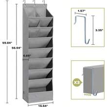 2 Pack Minimalist Grey Over The Door Shoe Organizer With 10 Pockets Hanging Closet Storage Rack For Shoes Sneakers Accories - Grey - View 2