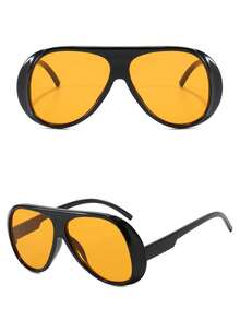 1PC New Vintage Design Oversized Square Fashion Glasses, High-End Street Style Party Festival Everyday Casual Eyewear Beach Accessories For Women Glasses Shades For Summer Beach Vacation,Outdoor,Travel - 橘色 - 查看 4