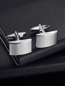 2pcs Shiny Bronze Geometric Cufflinks, Business & Wedding Formal Wear - Simple - View 10
