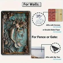2pcs Vintage Mermaids Metal Sign Wall Decor Art Tin Painting, Wall Decoration, Cafe Decoration, 7.8*11.8inch