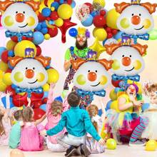 2pcs Cartoon Clown Aluminum Foil Balloons, Party Decorative Balloons For Carnival, Clown Party, Holiday, Birthday Celebration, Friends Gathering, Indoor & Outdoor Use